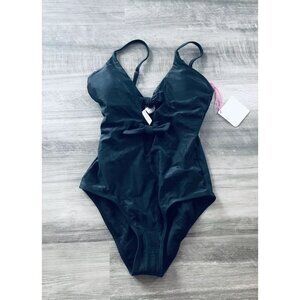 Vanilla/Beach Black Bow One-Piece Swimsuit XS NWT